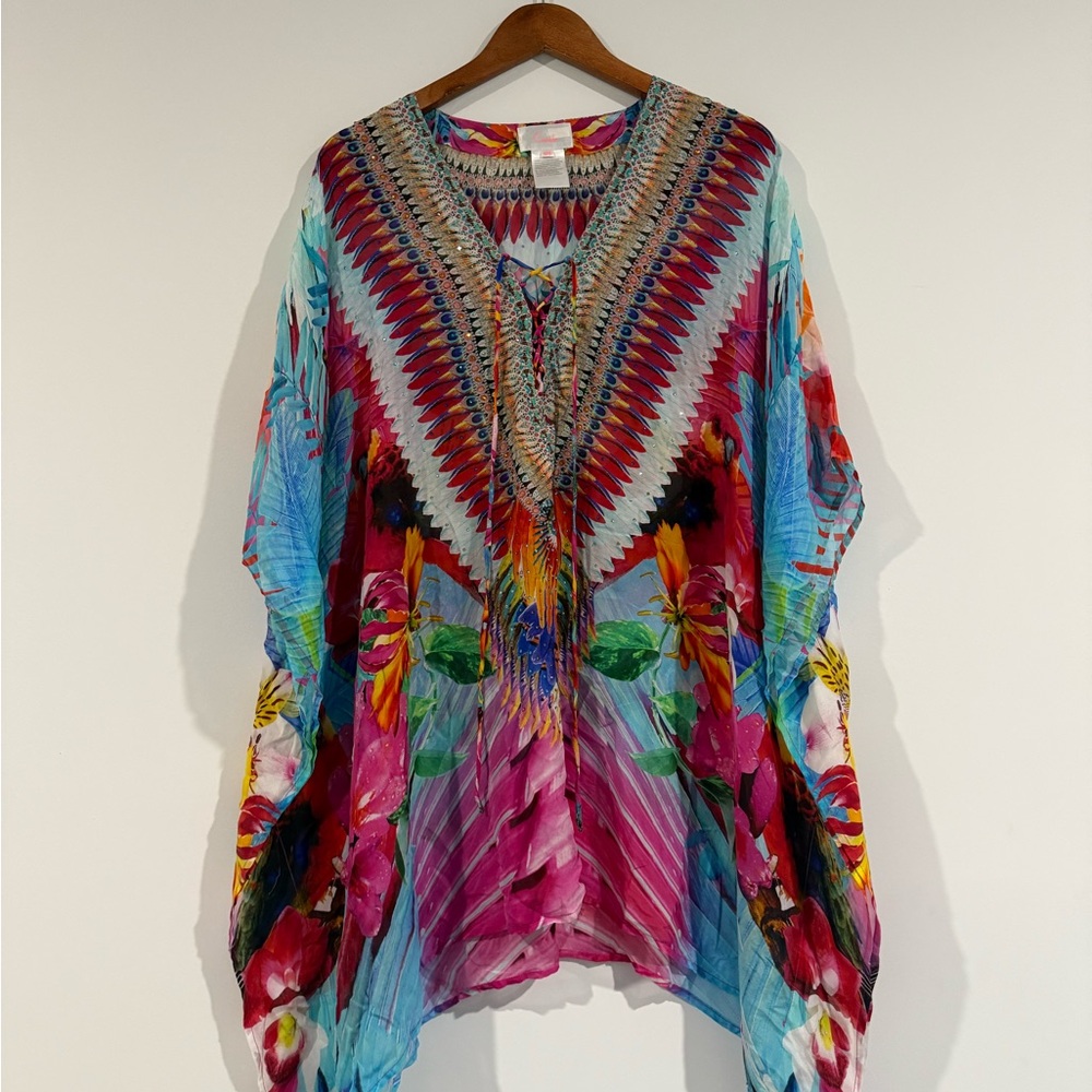 Camilla Kaftan Beaded Silk Blouse